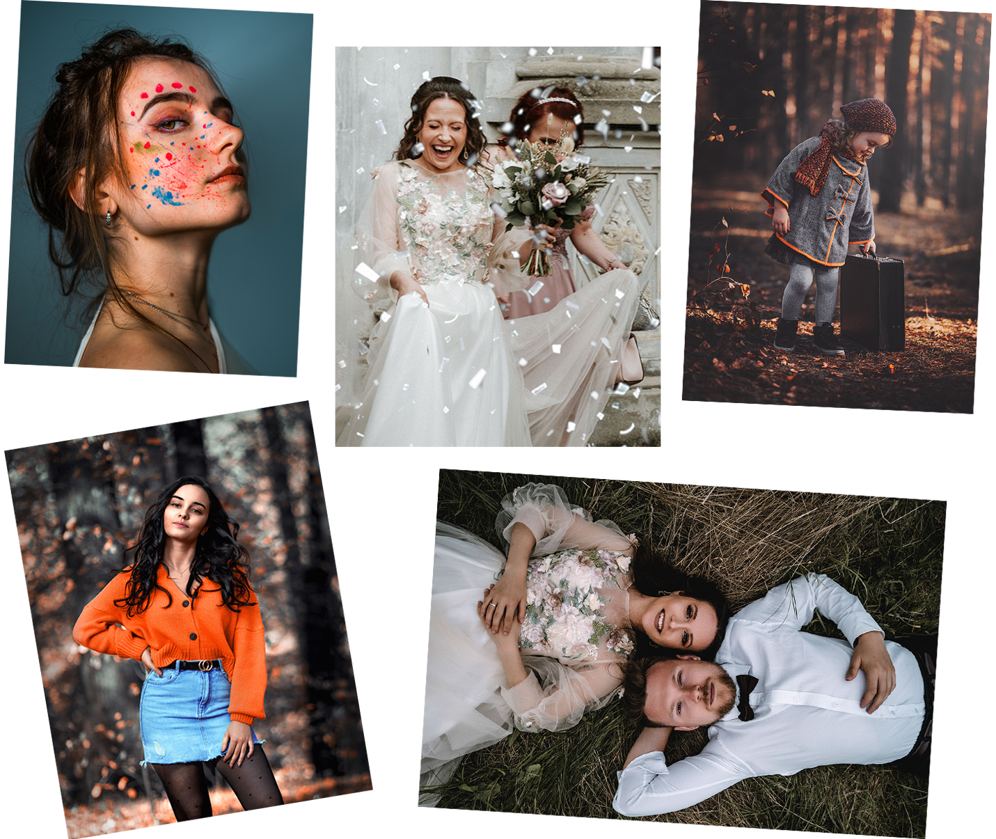 Kolaż profesjonalnych zdjęć fotograficznych - sesje ślubne i portretowe